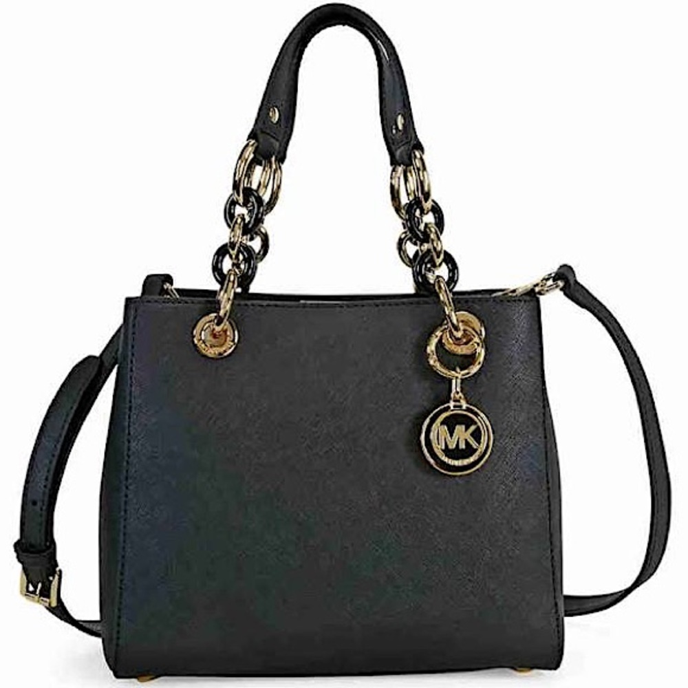 Michael Kors Black Shoulder Bag with Gold Accents